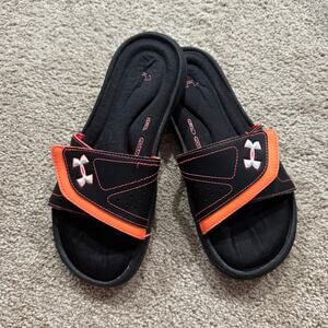 Under Armour 4D Foam Encounter Sandals Slides Women's Size 7 Black Orange